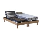 Sommier lectrique chne clair matelas hr35 2x90 x200