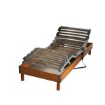 Sommier lectrique tous lattes bois merisier 90x190