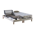Sommier lectrique matelas 100% latex beige 2x90x200