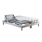 Sommier électrique matelas 100% latex gris clair 2x90x200 Sommier électrique matelas 100% latex gris clair 2x90x200
