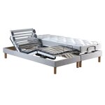 Sommier lectrique matelas mmoire forme gris clair 2x80x200