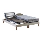 Sommier électrique matelas mousse 35hr beige 2x70x190 Sommier électrique matelas mousse 35hr beige 2x70x190