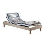 Sommier lectrique relaxation lattes lisse beige 90 x 190