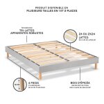 Sommier  lattes en bois gris livr en kit 140x190 cm