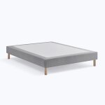Sommier tapissier tissu gris merlot 90x190cm