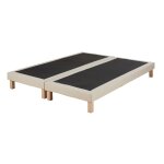 Sommier en textile tramé beige 90x200 (x2) Sommier en textile tramé beige 90x200 (x2)