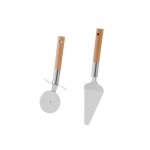 Spatule + roulette  pizza en bois htre et mtal chrom
