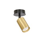 Spot de plafond orientable cylindrique dor� avec rosace noire