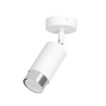Spot de plafond orientable moderne cylindrique blanc et chrome Spot de plafond orientable moderne cylindrique blanc et chrome