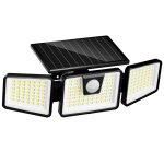 Spot solaire 3 têtes avec détecteur plastique noir 800lm Spot solaire 3 têtes avec détecteur plastique noir 800lm