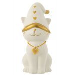 Statue chat avec bonnet en porcelaine blanc et doré 16. 2x13. 6x29. 4 cm Statue chat avec bonnet en porcelaine blanc et doré 16. 2x13. 6x29. 4 cm