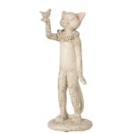 Statue chat avec oiseau en résine beige 10x8x27 cm Statue chat avec oiseau en résine beige 10x8x27 cm