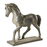 Statue cheval noire effet vieilli h40