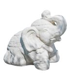 Statue elphant assis 40cm blanc crme