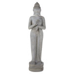 Statue de jardin bouddha grise blanchie h158