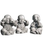 Statues moine de la sagesse patiné gris 40 cm Statues moine de la sagesse patiné gris 40 cm