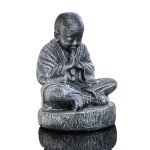 Statue moine shaolin assis gris patiné 40 cm Statue moine shaolin assis gris patiné 40 cm
