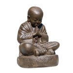 Statue moine shaolin brun antique h40cm Statue moine shaolin brun antique h40cm