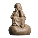 Statue moine shaolin pensif brun h80 cm Statue moine shaolin pensif brun h80 cm