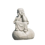 Statue moine shaolin pensif gris clair h80cm Statue moine shaolin pensif gris clair h80cm