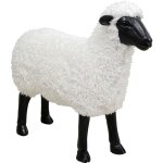 Statue mouton en polyester blanc et polyrsine noire