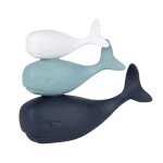Statuette 3 baleines bleue et blanche h17