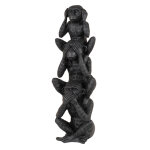 Statuette 3 singes noirs h30