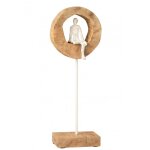 Statuette en aluminium sur socle en bois naturel 18x9x48 cm Statuette en aluminium sur socle en bois naturel 18x9x48 cm