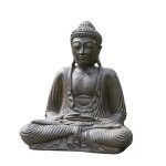 Statuette bouddha assis position offrande brun h42 cm
