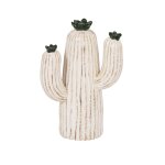 Statuette cactus en c�ramique blanche et verte h22