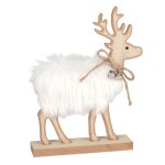 Statuette cerf imitation fourrure blanche h22