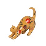 Statuette chat en dolomite motifs multicolores h13