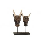 Statuette crânes sur socle en résine marron 24. 5x9. 5x39 cm Statuette crânes sur socle en résine marron 24. 5x9. 5x39 cm
