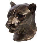 Statuette de dcoration tte de panthre en rsine or antique h20