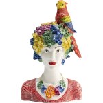 Statuette femme fleurs et perroquet en résine multicolore h50 Statuette femme fleurs et perroquet en résine multicolore h50