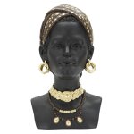 Statuette en forme de tête de femme en résine noire 19x18, 5x30 cm Statuette en forme de tête de femme en résine noire 19x18, 5x30 cm
