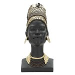 Statuette en forme de tête de femme en résine noire 21, 5x27, 5x45 cm Statuette en forme de tête de femme en résine noire 21, 5x27, 5x45 cm