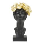 Statuette en forme de tte de femme en rsine noire 21x20x36, 5 cm