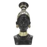 Statuette en forme de tête de femme en résine noire 23x19x38, 5 cm Statuette en forme de tête de femme en résine noire 23x19x38, 5 cm