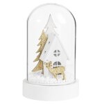 Statuette maisonnette lumineuse sous cloche en verre h12