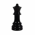 Statuette pion reine d'chec en faence noire h22