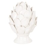 Statuette pomme de pin en porcelaine blanche h18
