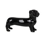 Statuette teckel en dolomite noire h10