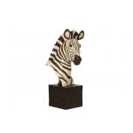 Statuette tête de zèbre sur socle en résine blanc 32x14x50 cm Statuette tête de zèbre sur socle en résine blanc 32x14x50 cm