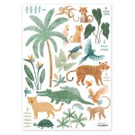 Stickers animaux de la jungle en vinyle mat 29, 7 x 42 cm