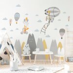 Stickers enfant montagnes scandinaves animaux magiques 60 x 90 cm