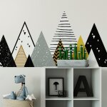Stickers muraux enfant montagnes scandinaves chapka 50x85cm