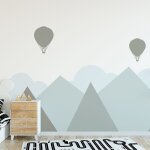 Stickers muraux enfant montagnes scandinaves helsinki 120x160cm