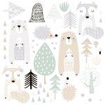 Stickers mureaux en vinyle animaux de la forêt verte Stickers mureaux en vinyle animaux de la forêt verte