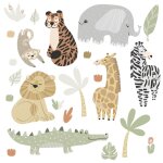 Stickers mureaux en vinyle animaux jungle multicolore